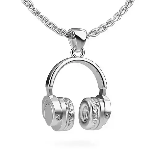 Headphones Pendant 3D Model Music Jewelry Design 