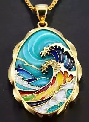 waves pendant for enameling
