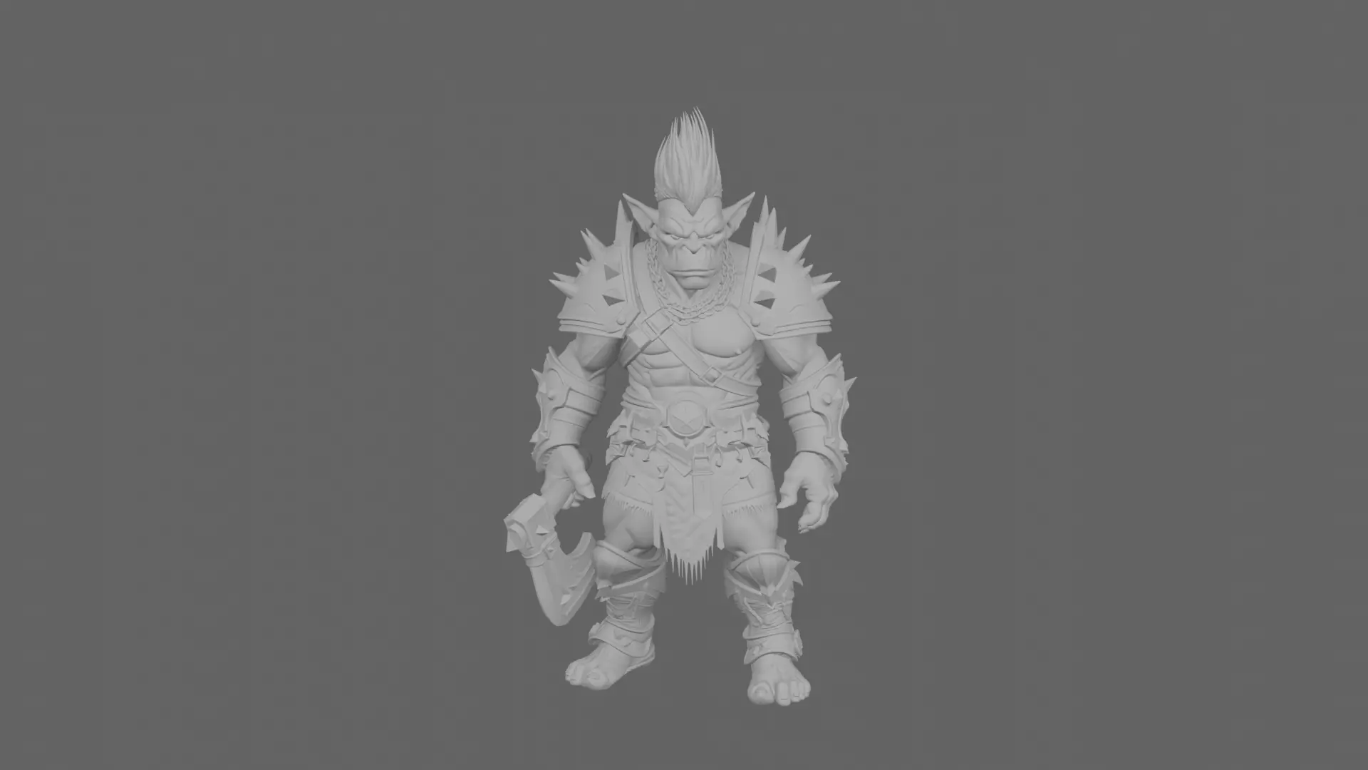 Fierce Muscular Goblin Warrior 3D Model in World of  Style 3D model_6