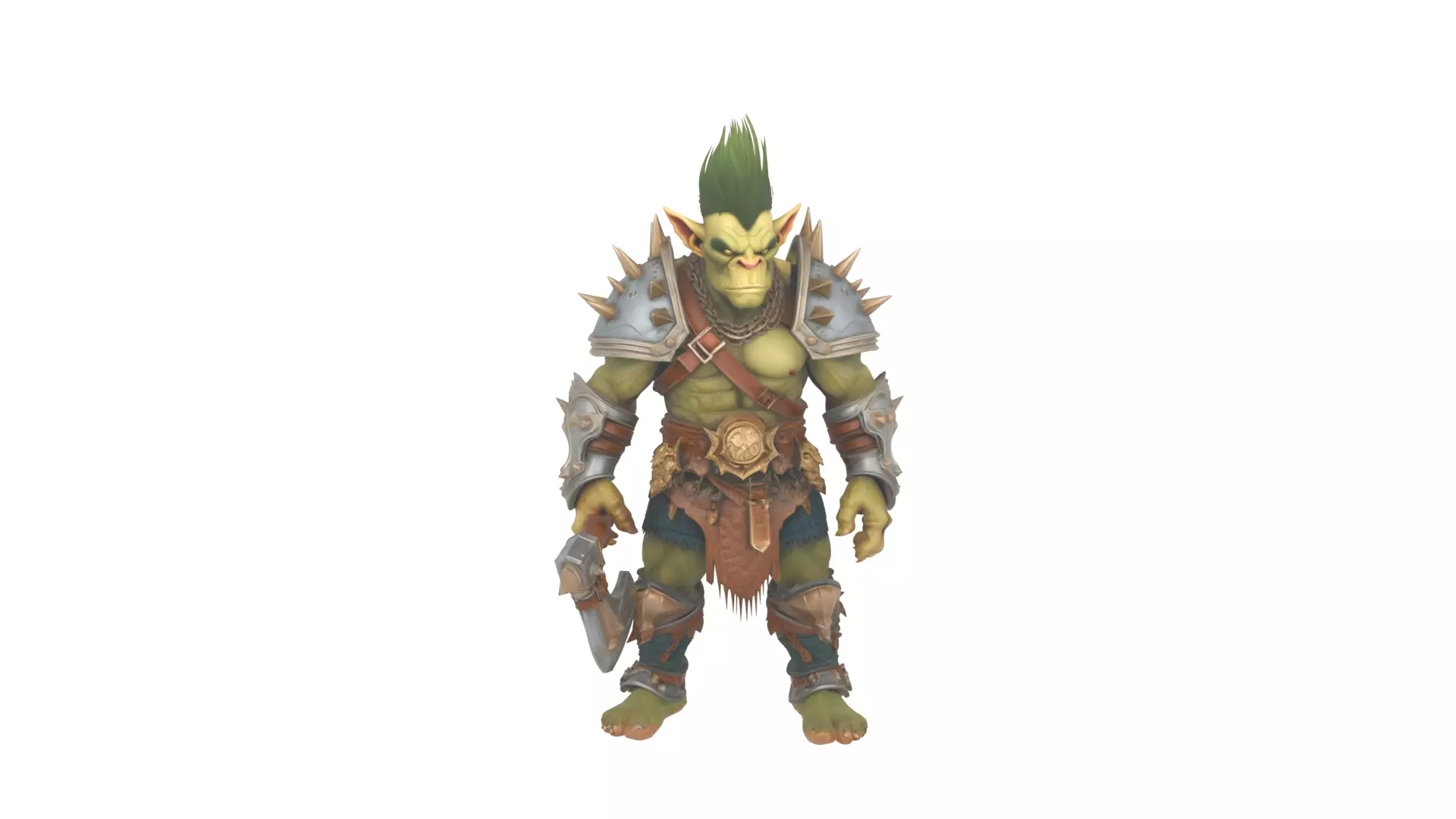 Fierce Muscular Goblin Warrior 3D Model in World of  Style 3D model_2