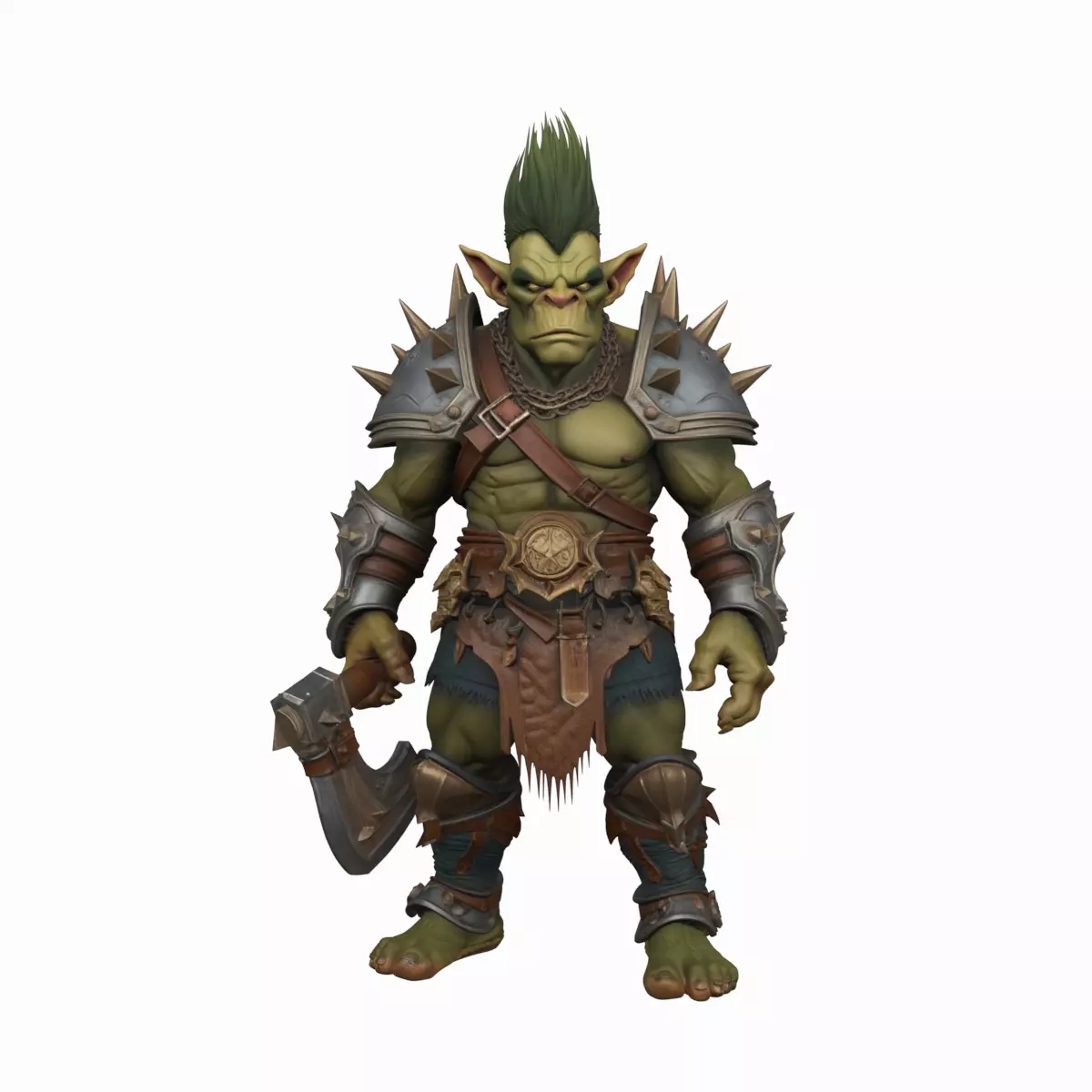 Fierce Muscular Goblin Warrior 3D Model in World of  Style 3D model_0