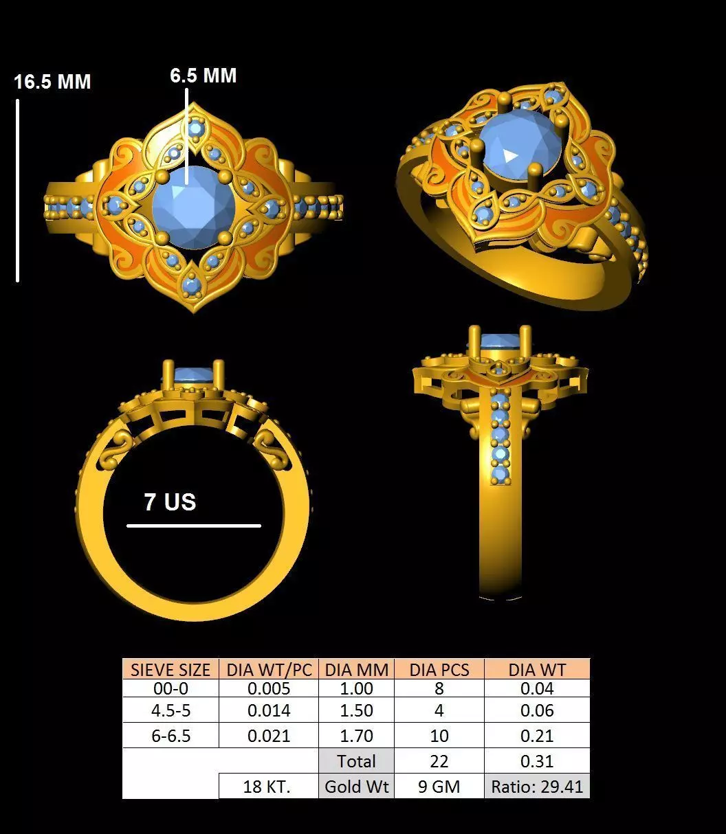 Beautiful ring for enameling 3D print model_1