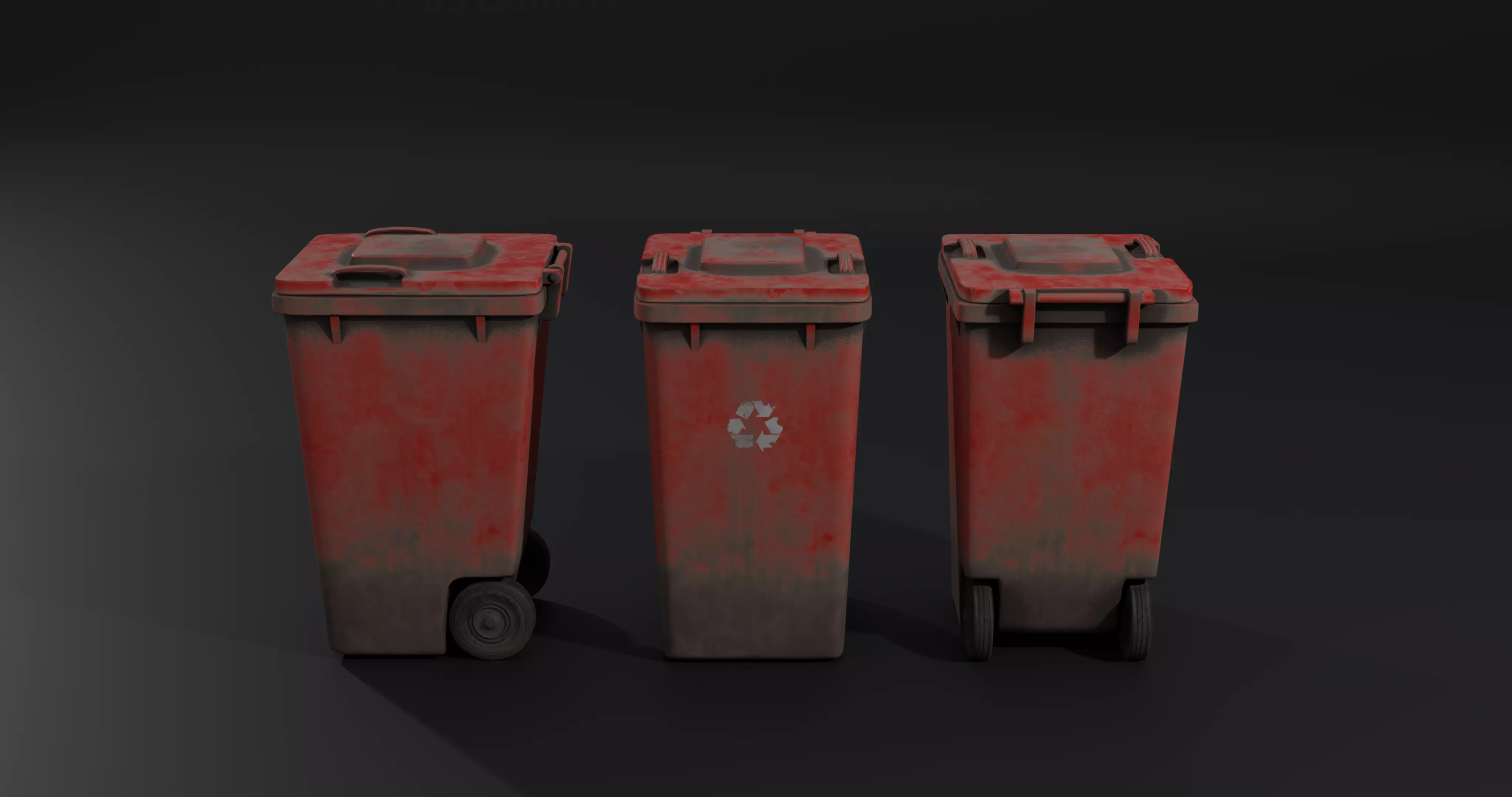 Trash Bin - low poly - clean - dirty  with LODS Low-poly 3D model_25