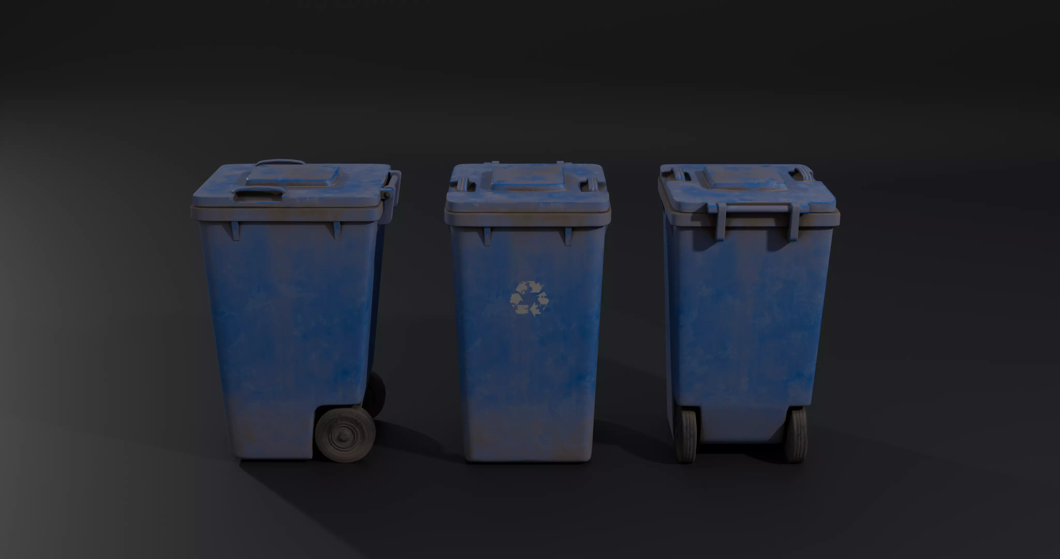 Trash Bin - low poly - clean - dirty  with LODS Low-poly 3D model_21