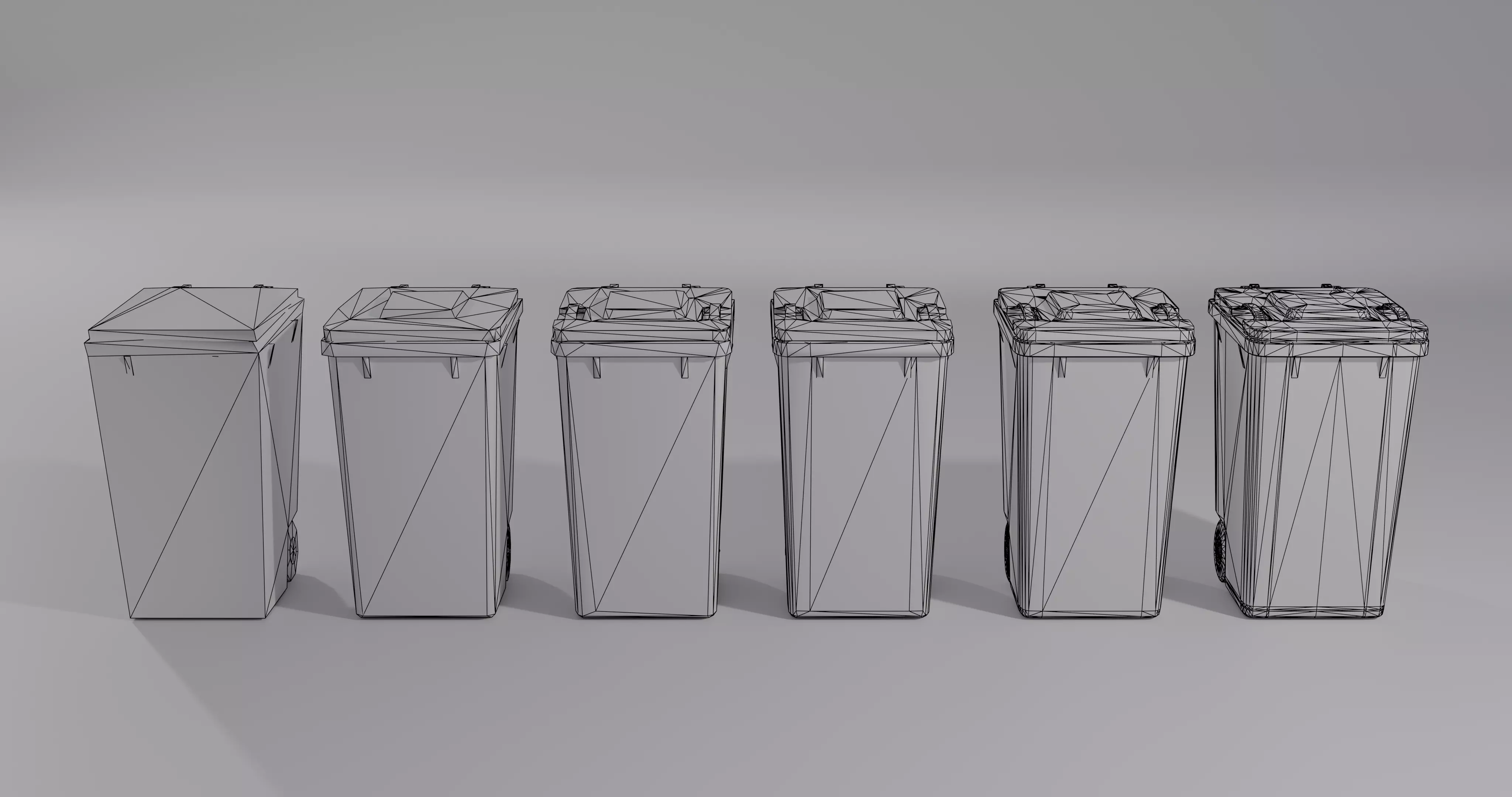 Trash Bin - low poly - clean - dirty  with LODS Low-poly 3D model_28