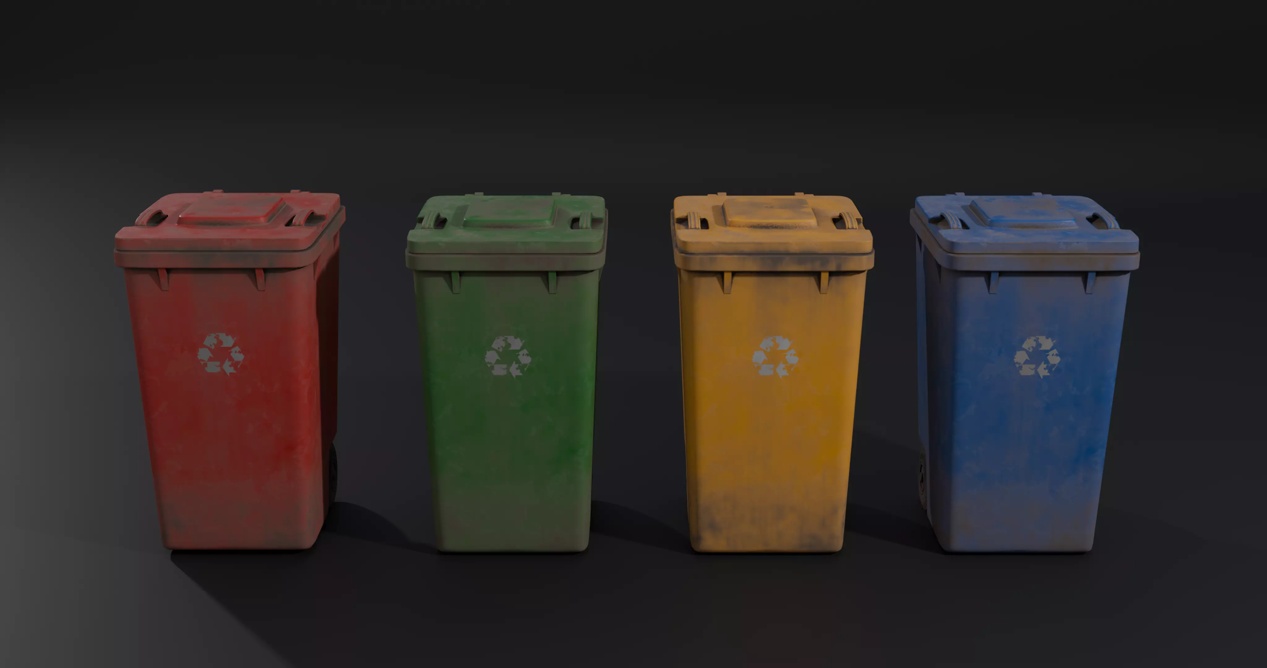 Trash Bin - low poly - clean - dirty  with LODS Low-poly 3D model_12