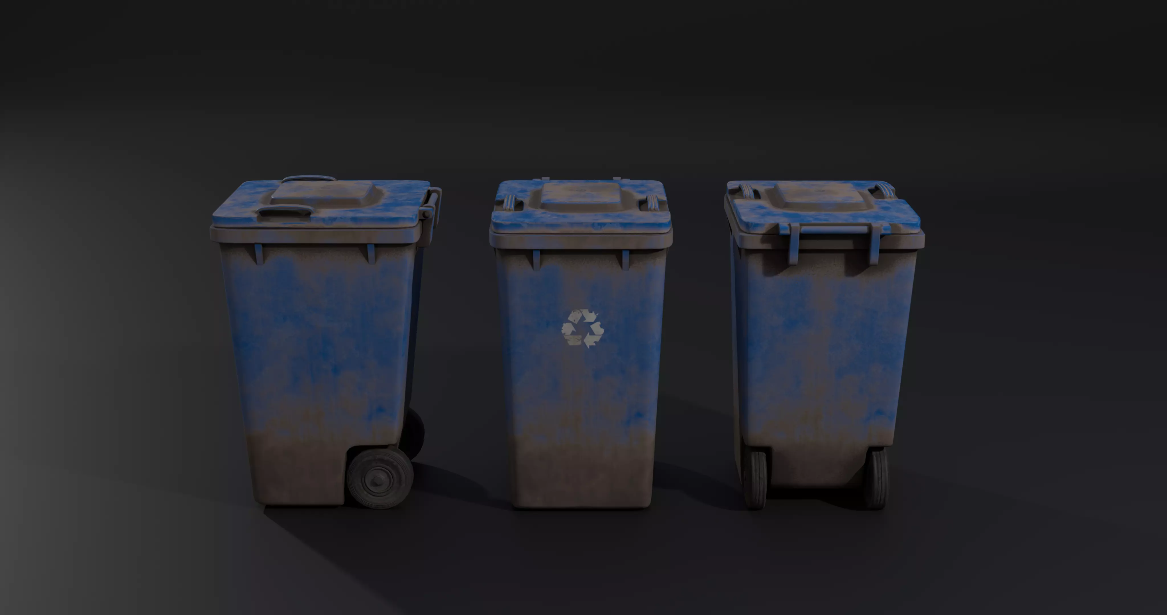 Trash Bin - low poly - clean - dirty  with LODS Low-poly 3D model_24