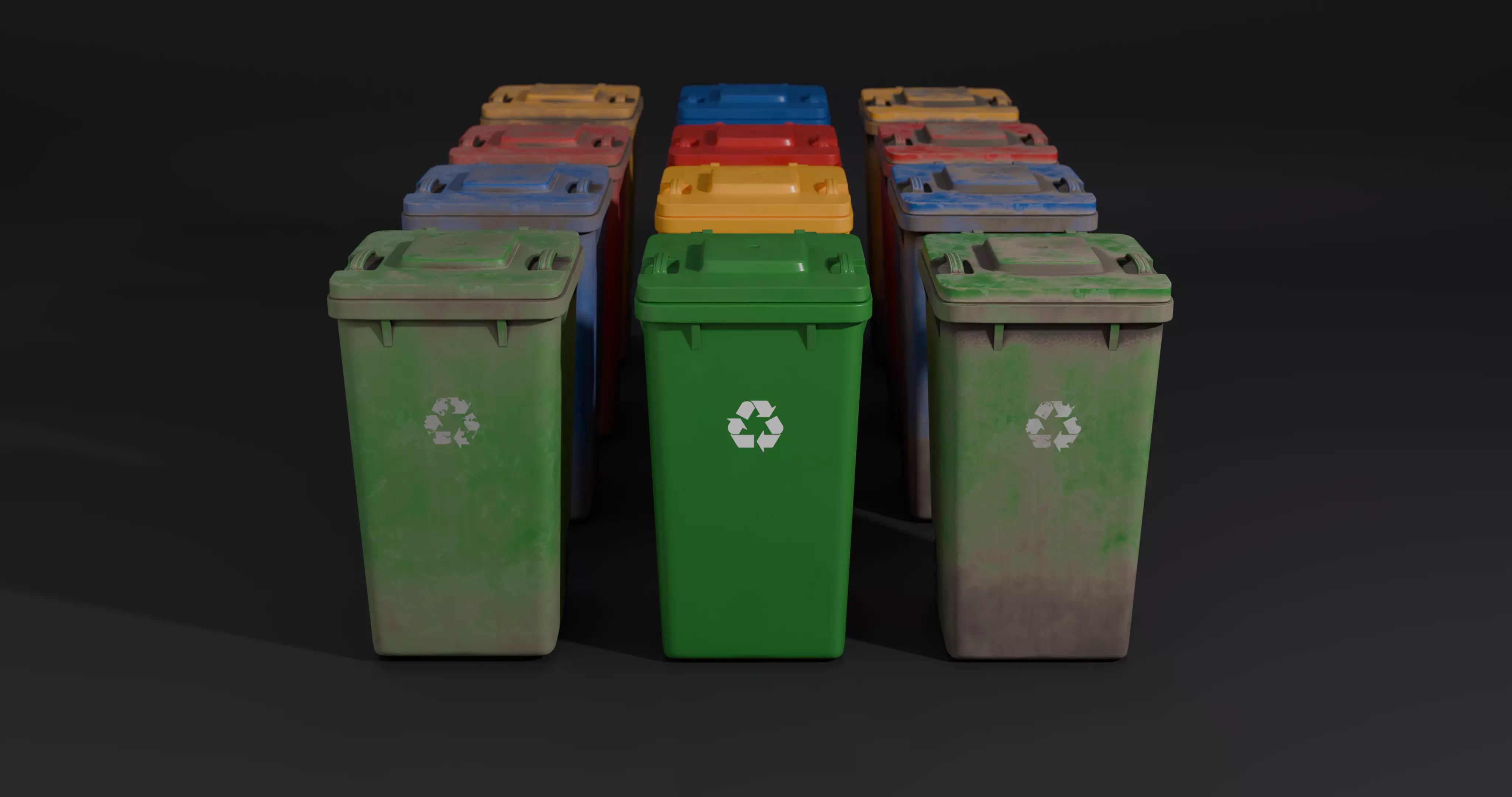 Trash Bin - low poly - clean - dirty  with LODS Low-poly 3D model_1