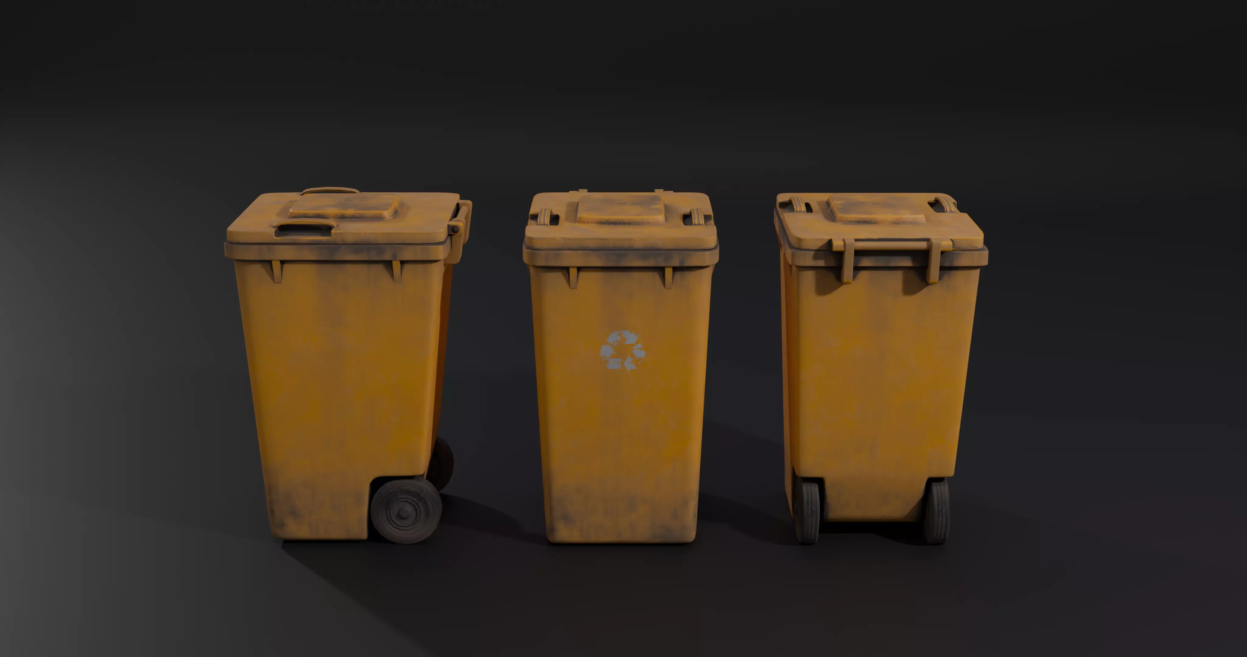 Trash Bin - low poly - clean - dirty  with LODS Low-poly 3D model_19
