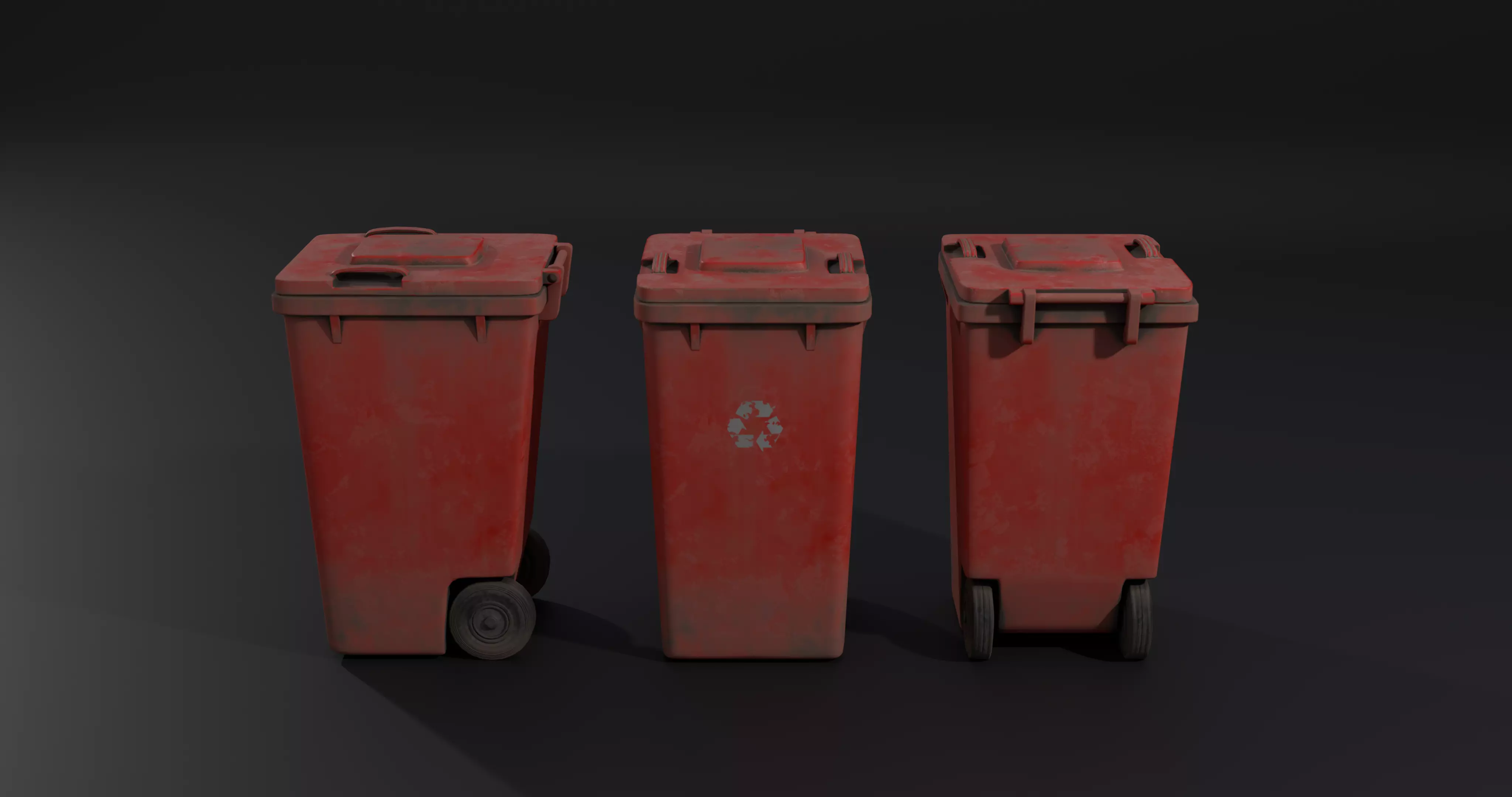 Trash Bin - low poly - clean - dirty  with LODS Low-poly 3D model_18