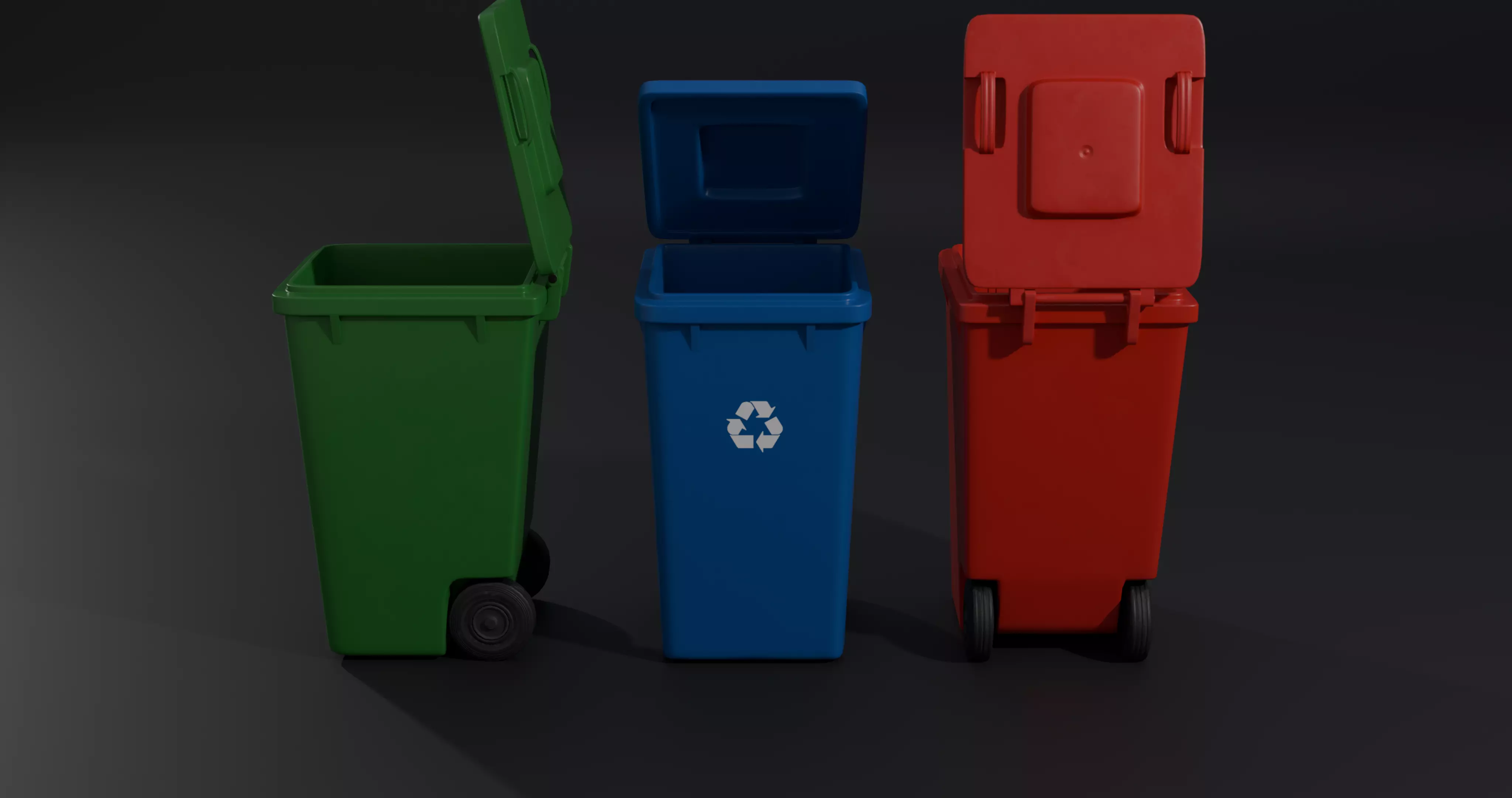 Trash Bin - low poly - clean - dirty  with LODS Low-poly 3D model_3