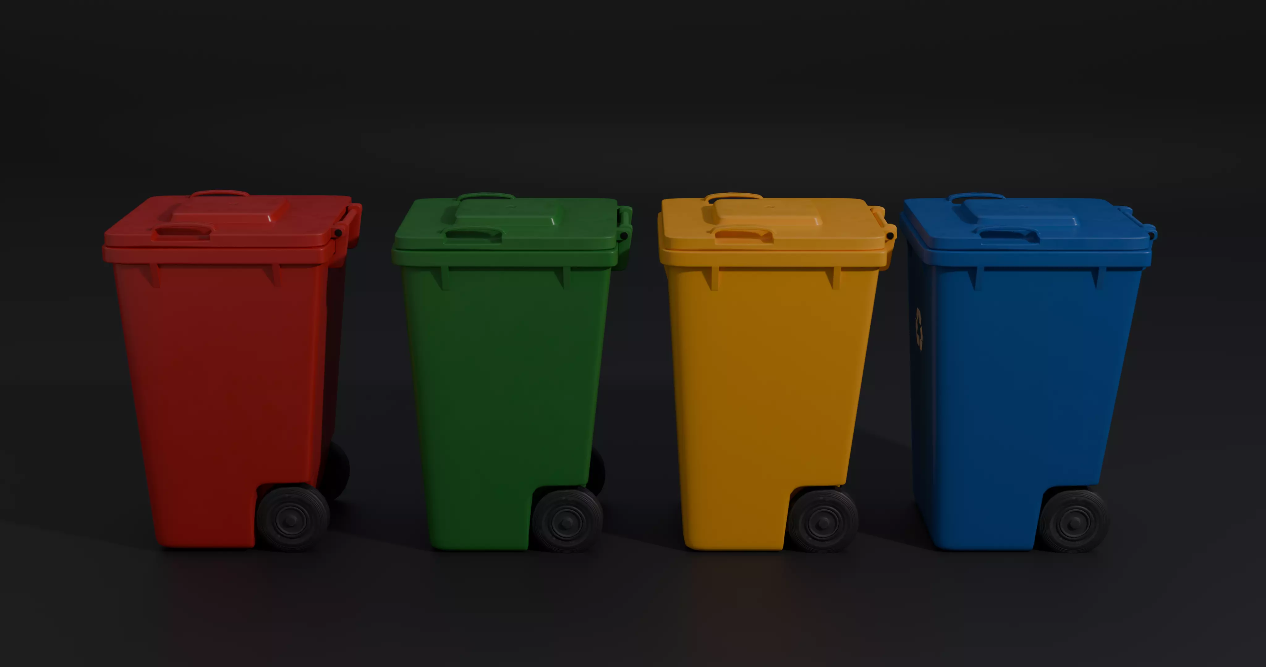 Trash Bin - low poly - clean - dirty  with LODS Low-poly 3D model_4