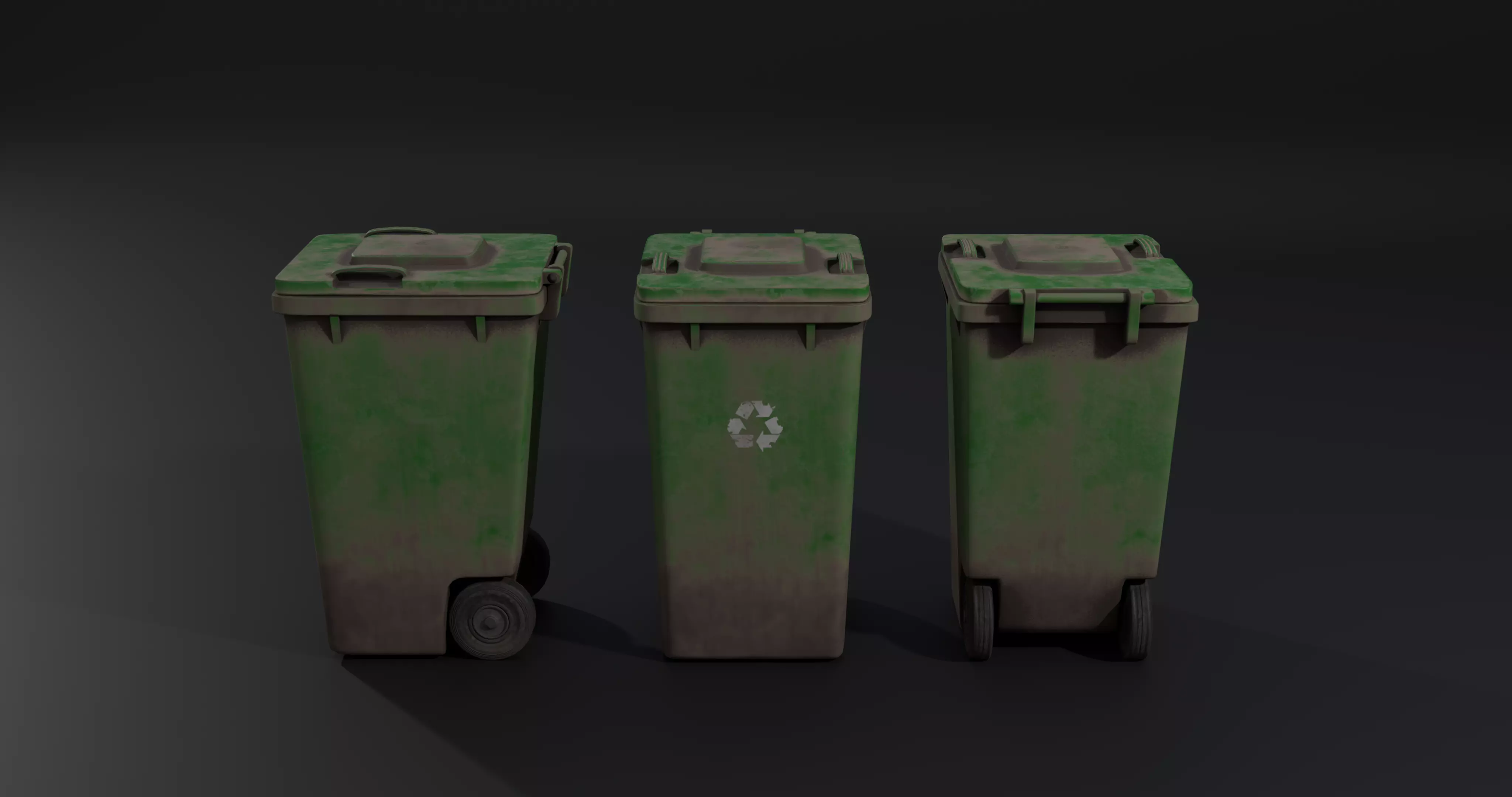 Trash Bin - low poly - clean - dirty  with LODS Low-poly 3D model_22