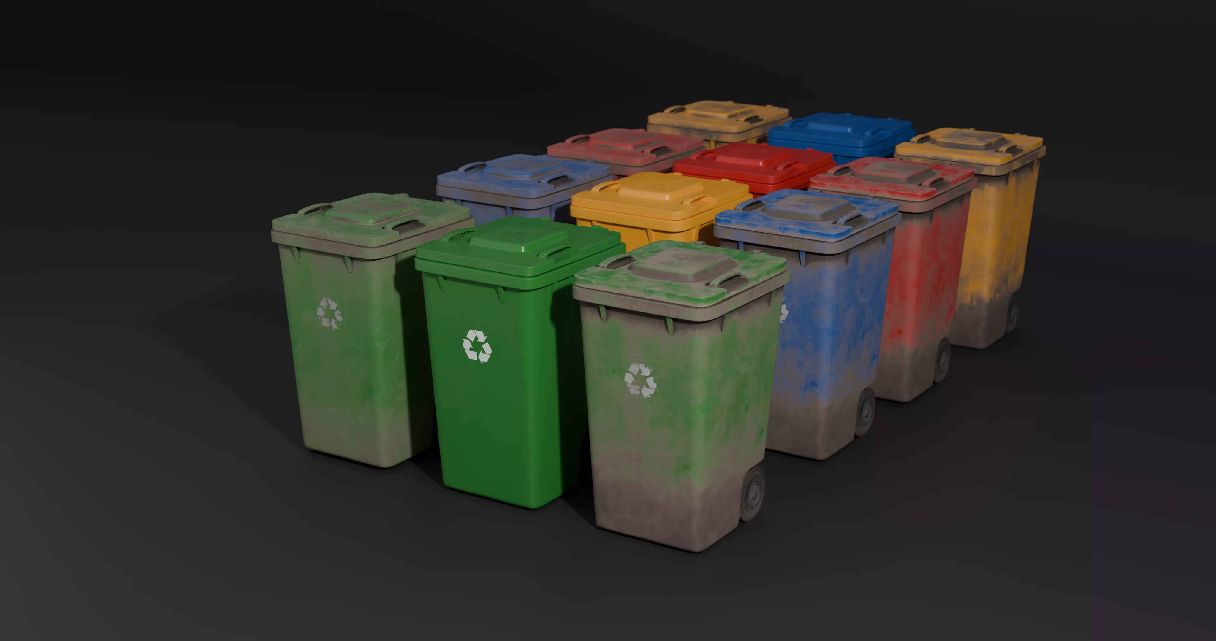 Trash Bin - low poly - clean - dirty  with LODS Low-poly 3D model_0