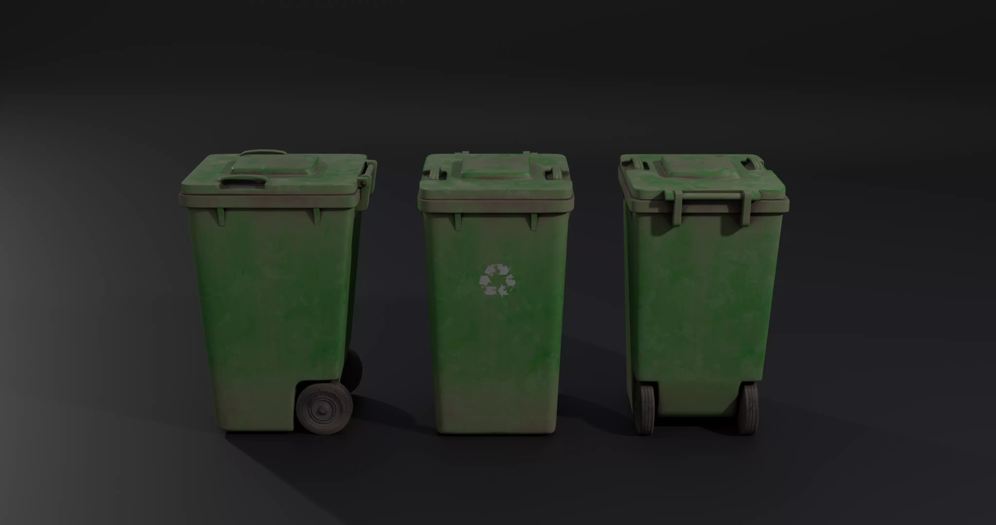 Trash Bin - low poly - clean - dirty  with LODS Low-poly 3D model_20