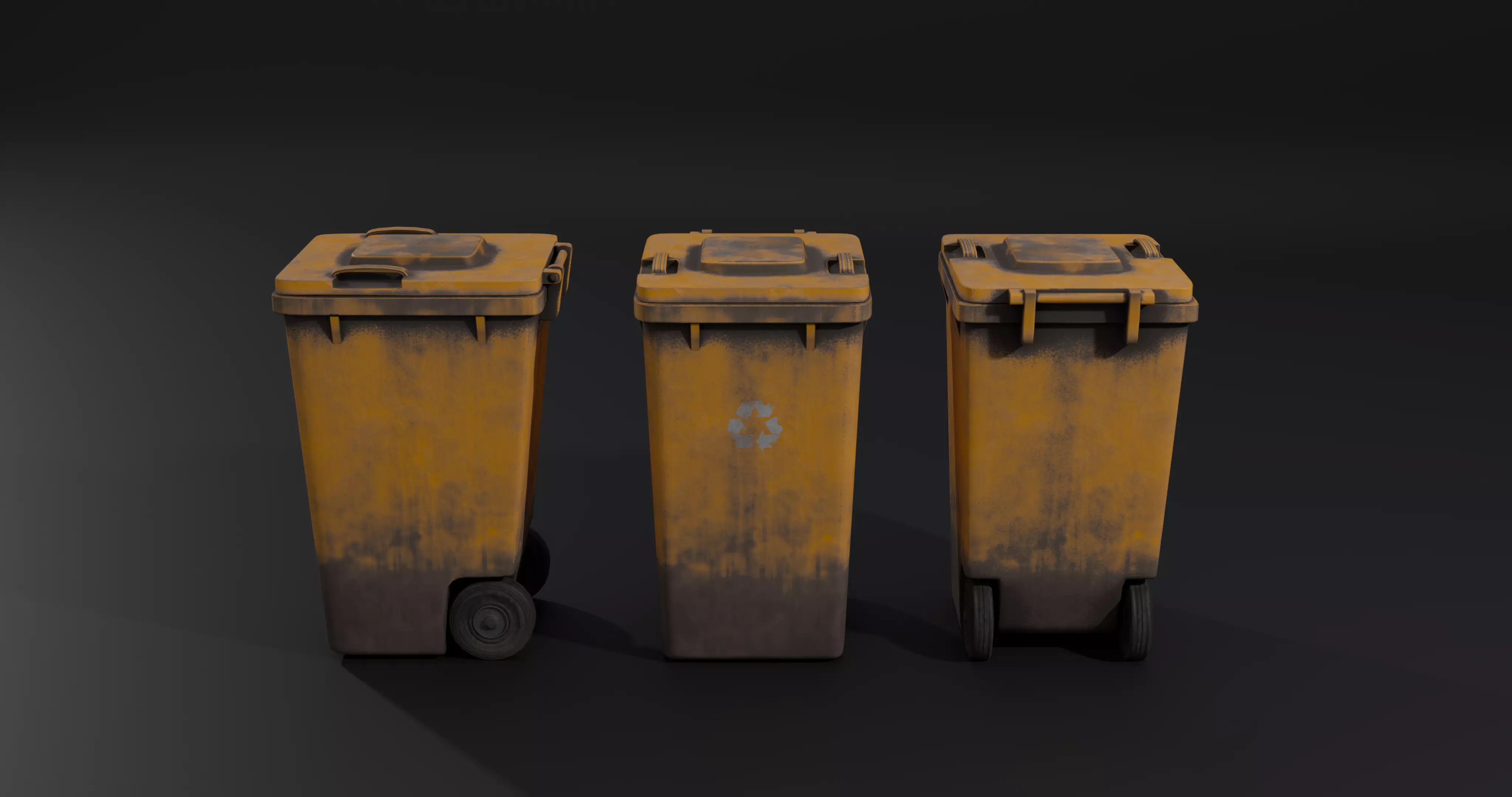 Trash Bin - low poly - clean - dirty  with LODS Low-poly 3D model_23