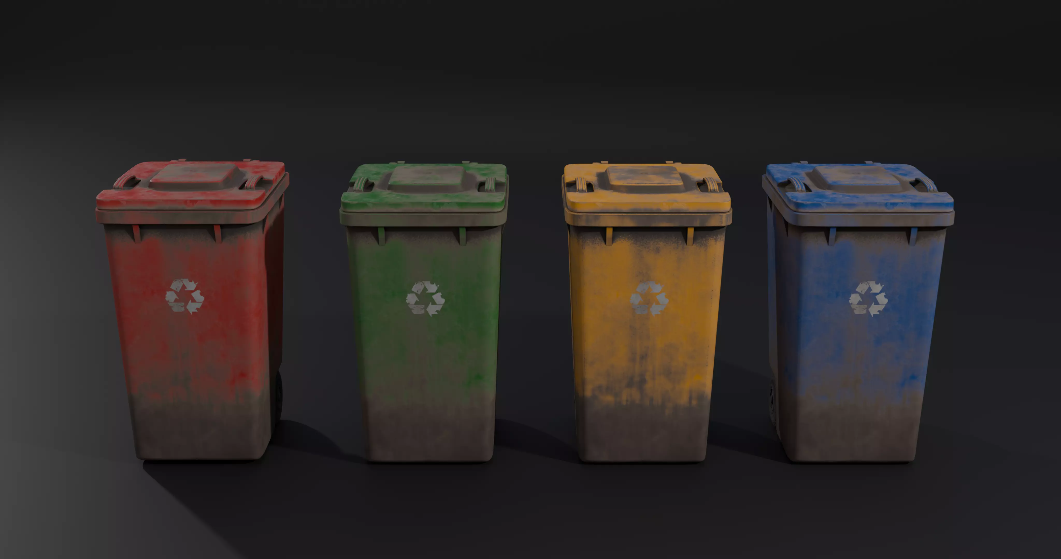 Trash Bin - low poly - clean - dirty  with LODS Low-poly 3D model_13