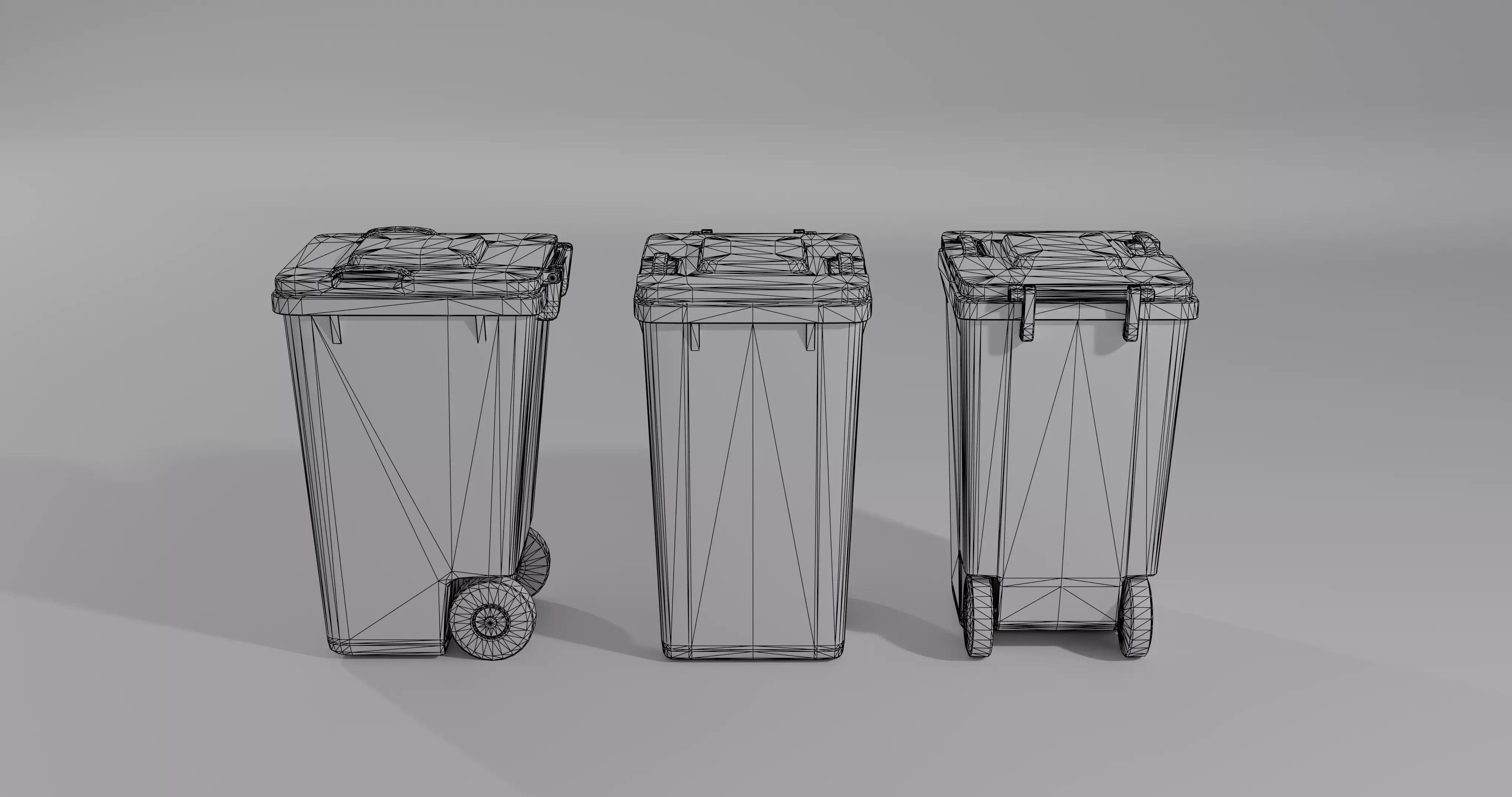 Trash Bin - low poly - clean - dirty  with LODS Low-poly 3D model_27