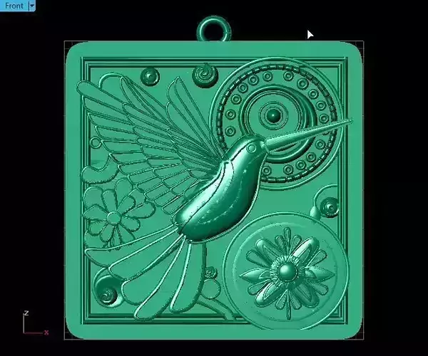 Huichol Style Colibri humming bird pendant