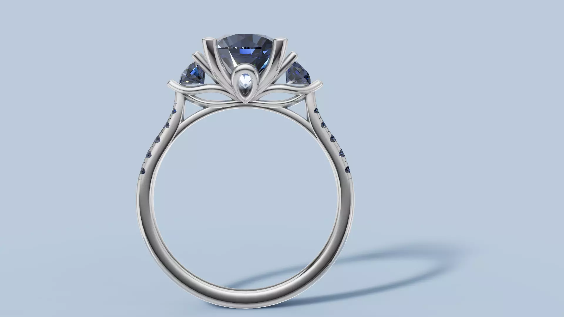 Three Stone Diamond Ring 3D print model_2