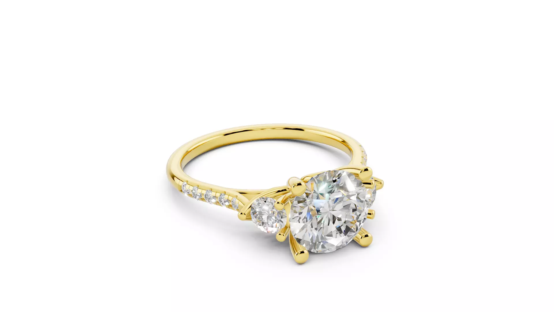 Three Stone Diamond Ring 3D print model_5