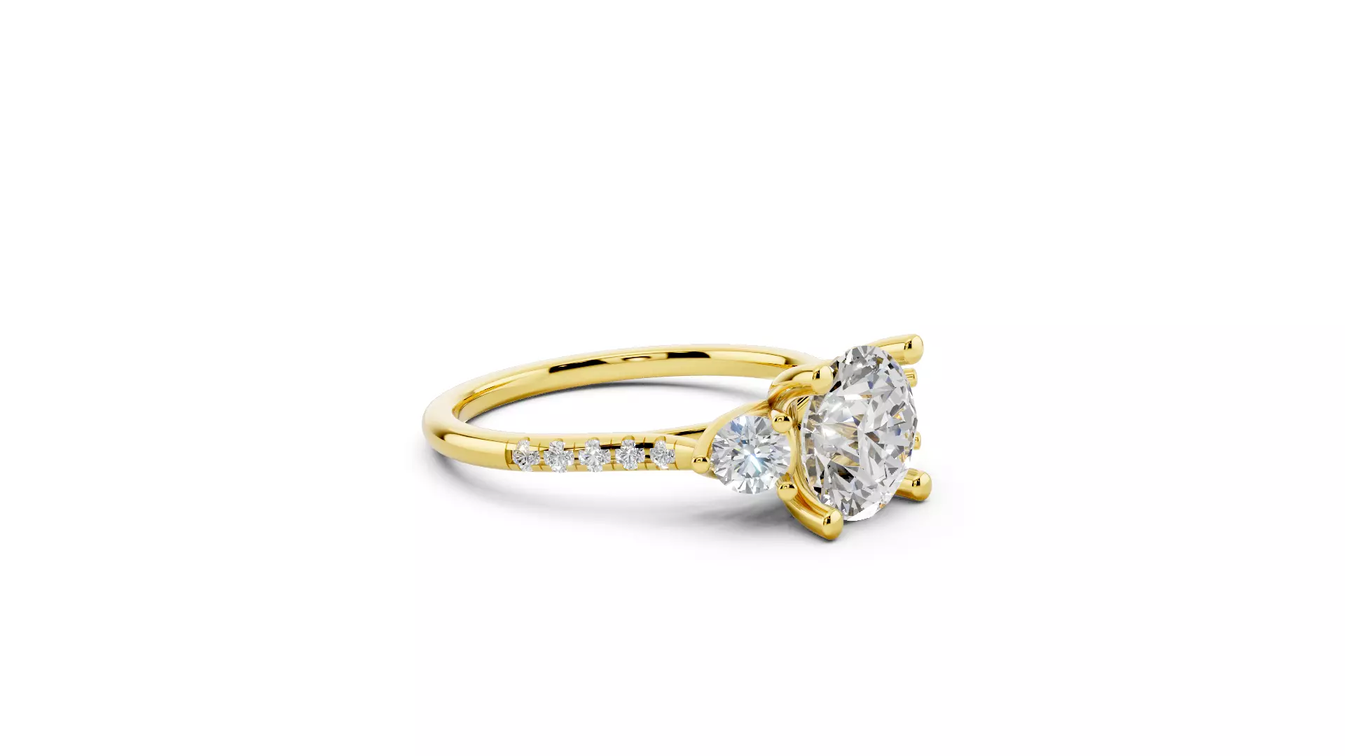 Three Stone Diamond Ring 3D print model_6