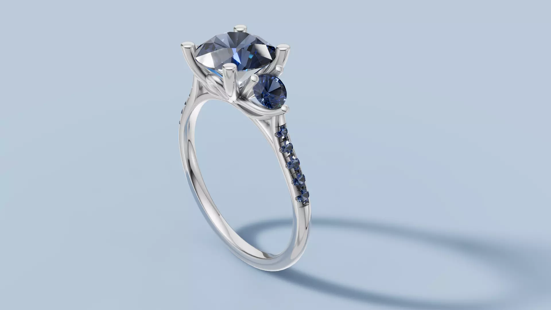 Three Stone Diamond Ring 3D print model_0
