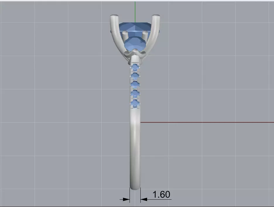 Three Stone Diamond Ring 3D print model_8