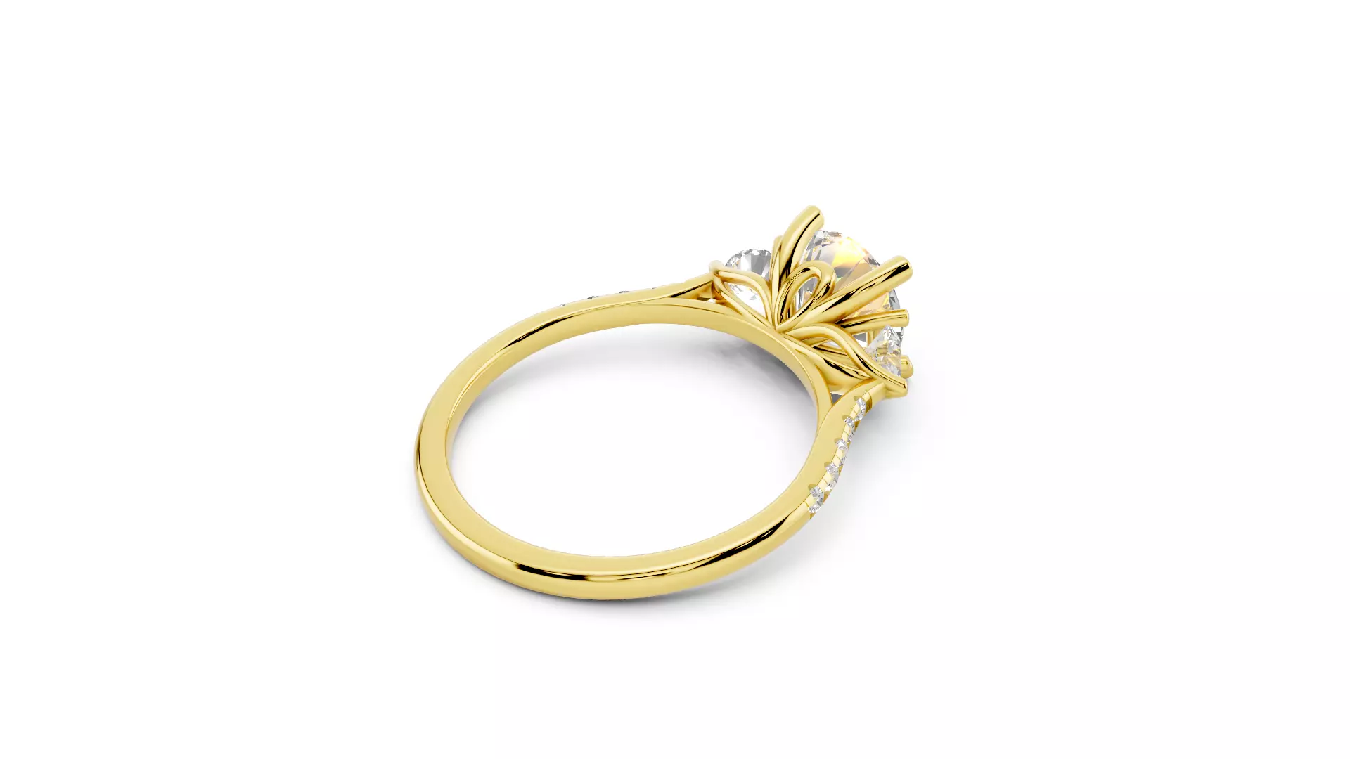 Three Stone Diamond Ring 3D print model_7