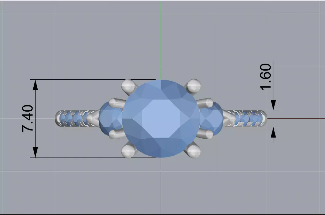 Three Stone Diamond Ring 3D print model_9