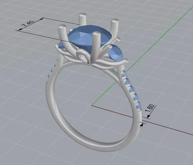 Three Stone Diamond Ring 3D print model_11