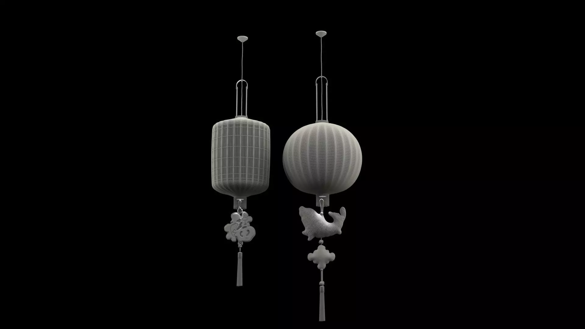 Chinese red lantern Low-poly 3D model_12