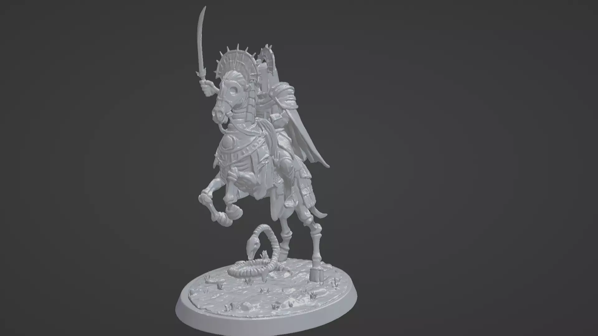 Tomb King on Skeletal Steed Undead Pharaoh Cavalry 3D print model_43