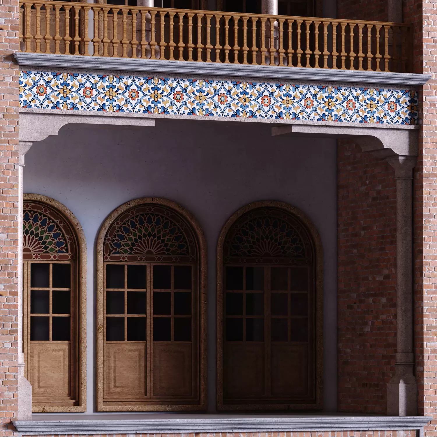 islamic exterior facade element set 816 Low-poly 3D model_1