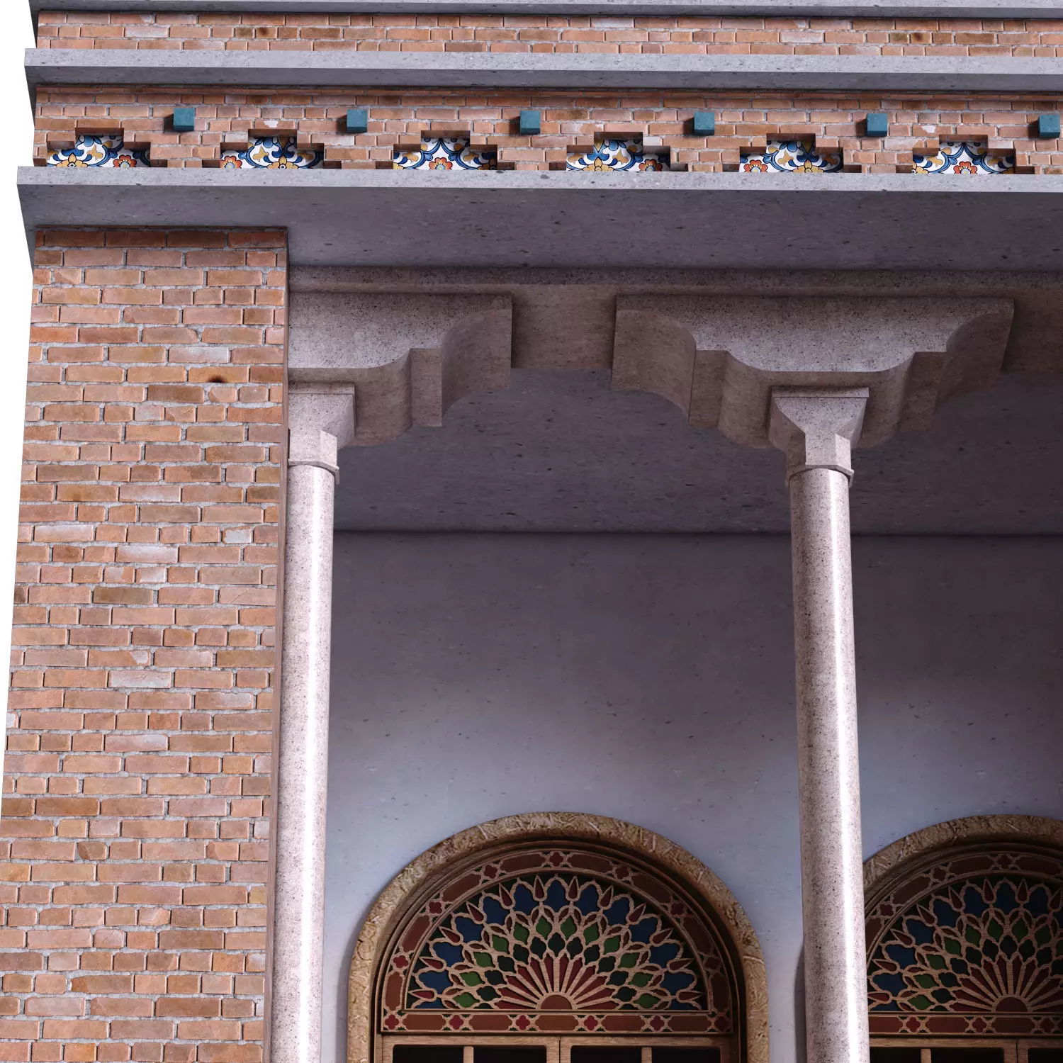 islamic exterior facade element set 816 Low-poly 3D model_3