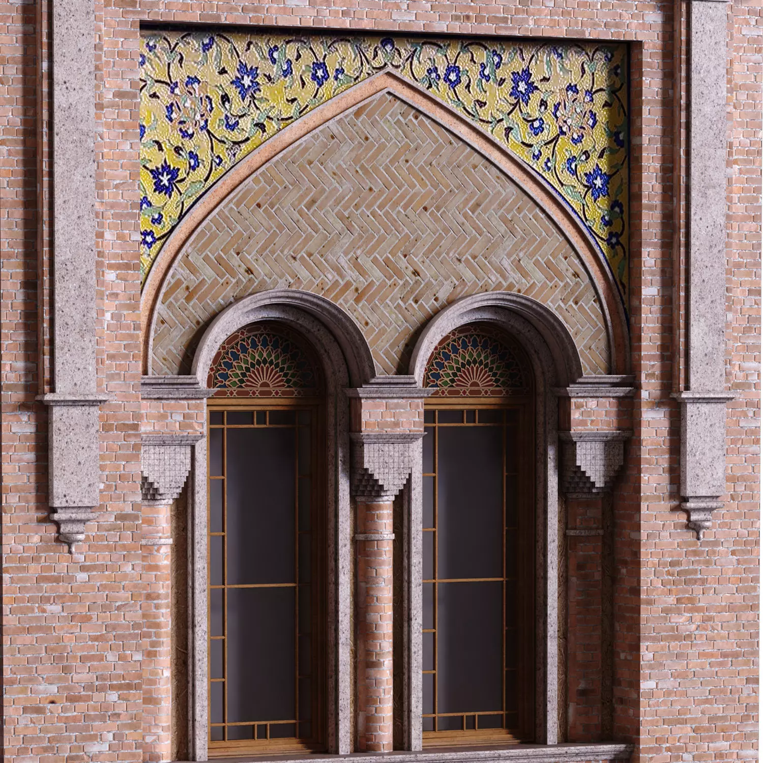 islamic exterior facade element set 817 Low-poly 3D model_2