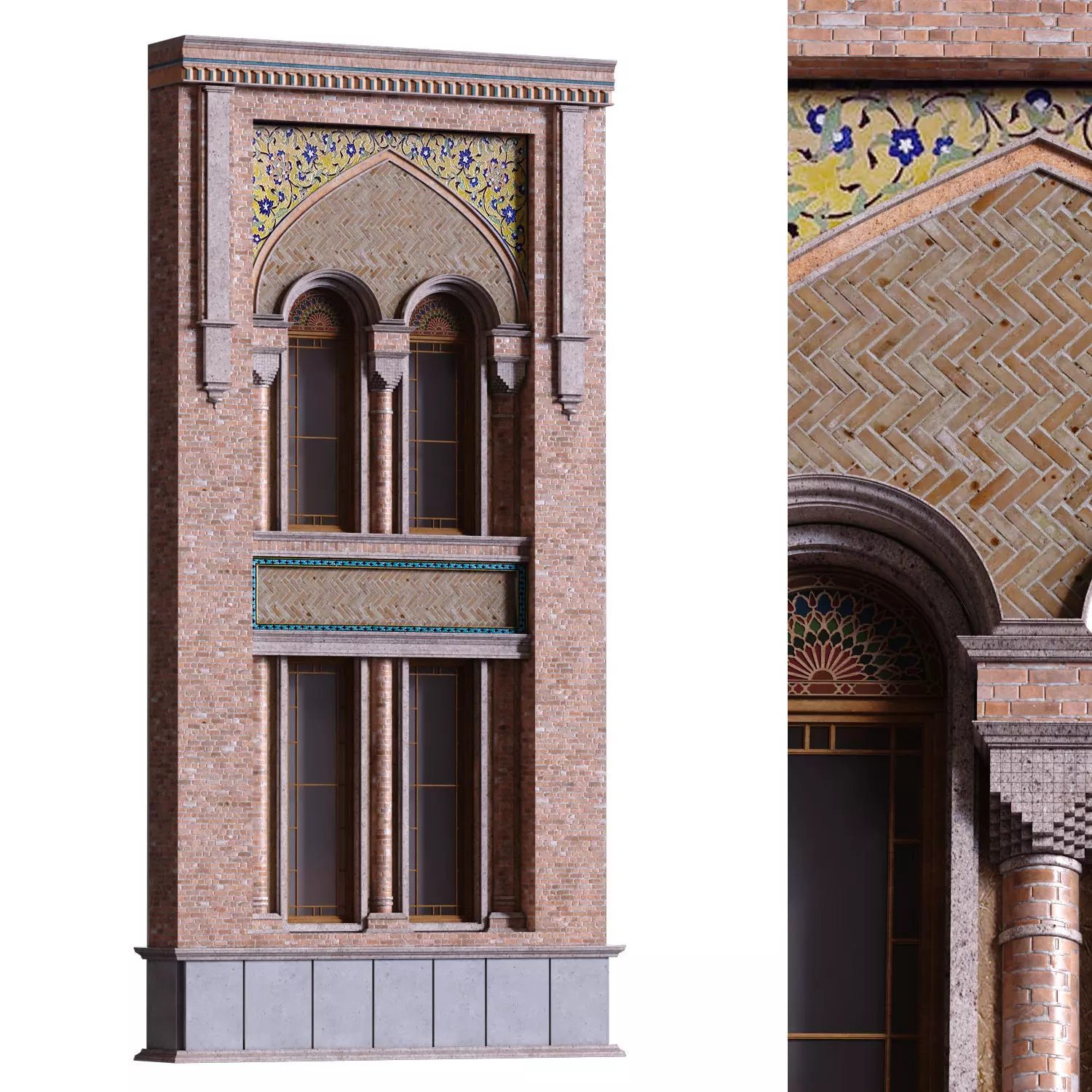 islamic exterior facade element set 817 Low-poly 3D model_3