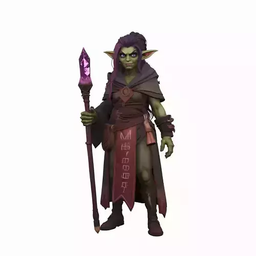 Detailed 3D Model of Cunning Green Skinned Goblin Mage in World