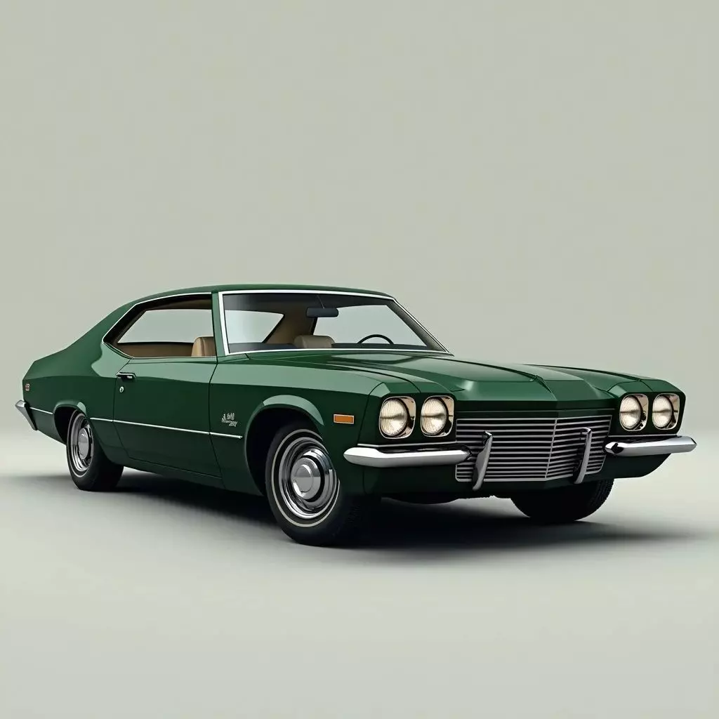 Classic 1970s American Full-Size Coupe Low-poly 3D model_1