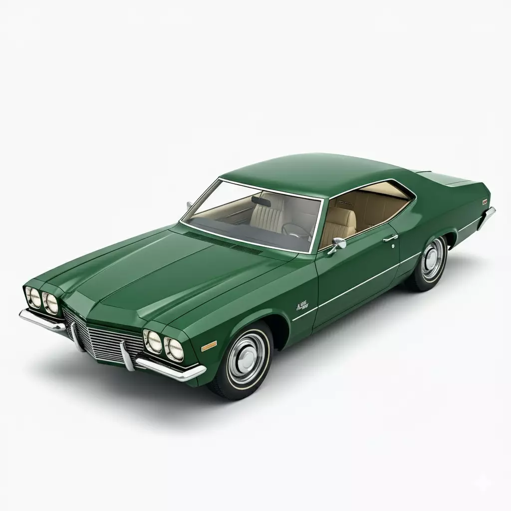 Classic 1970s American Full-Size Coupe Low-poly 3D model_5