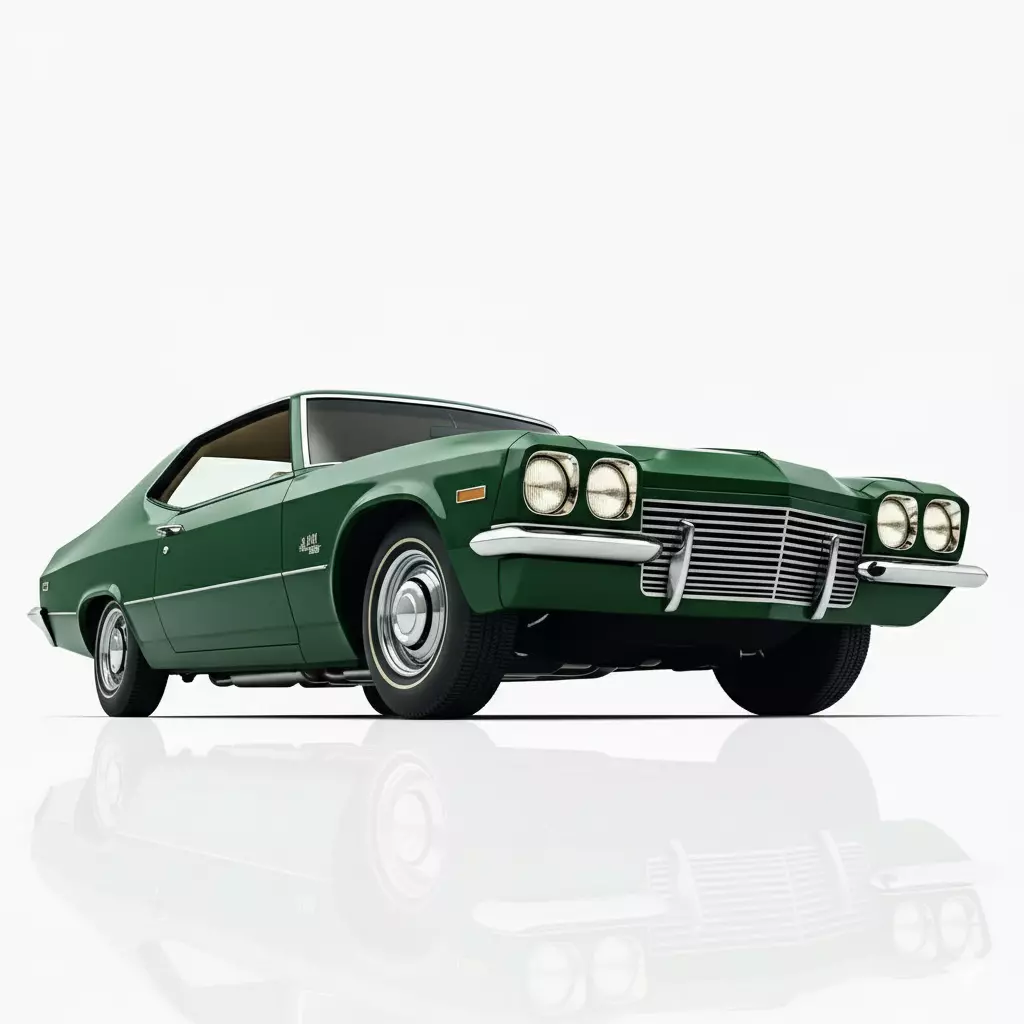 Classic 1970s American Full-Size Coupe Low-poly 3D model_8