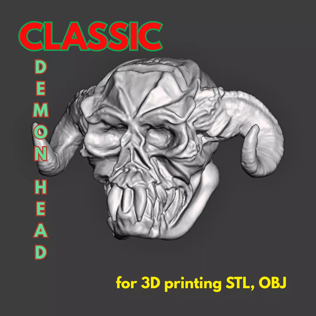 Classic Demon Head 3D print model_0