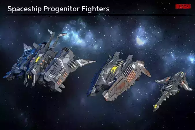 Spaceship Progenitor Fighters Low-poly 3D model