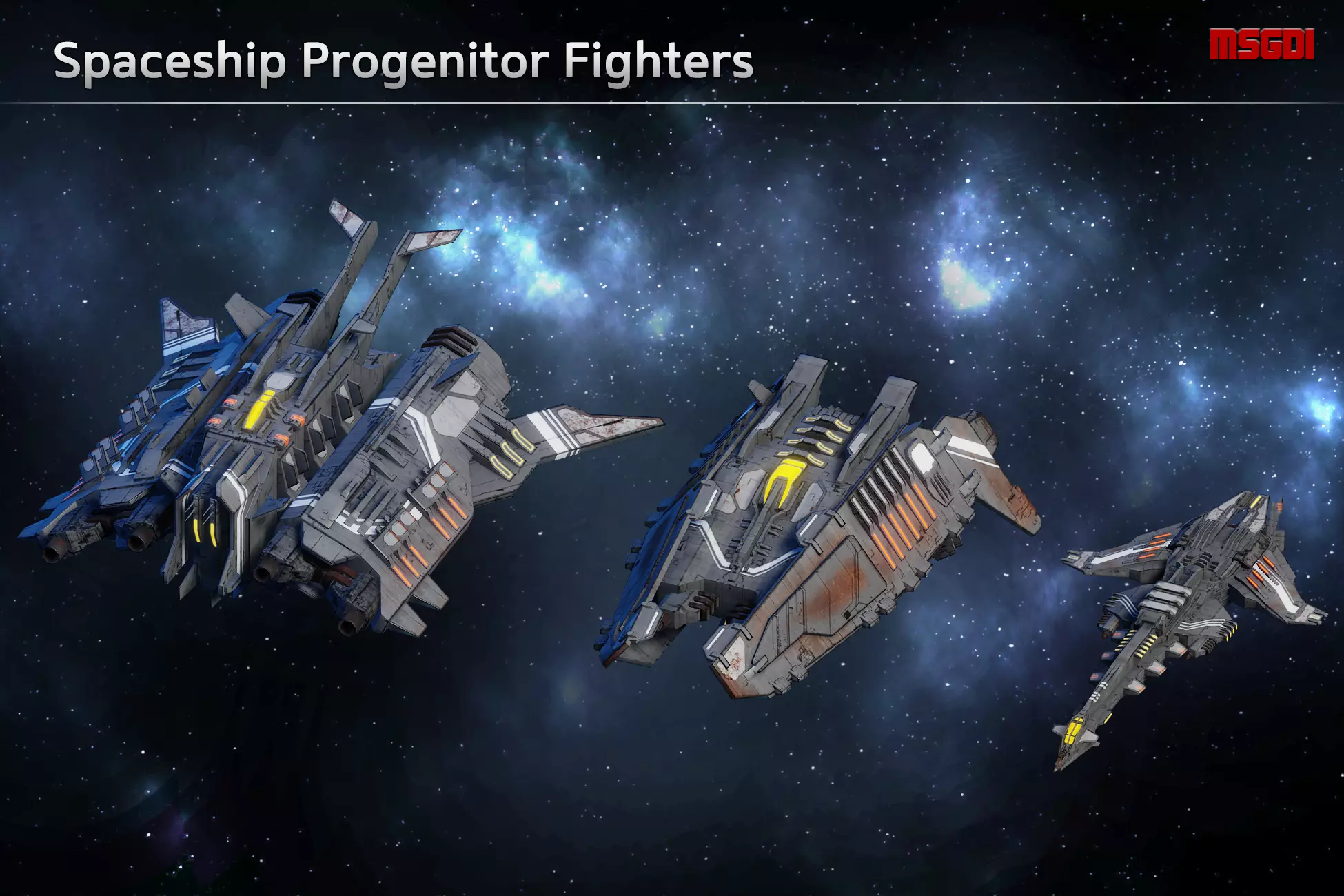 Spaceship Progenitor Fighters Low-poly 3D model_0