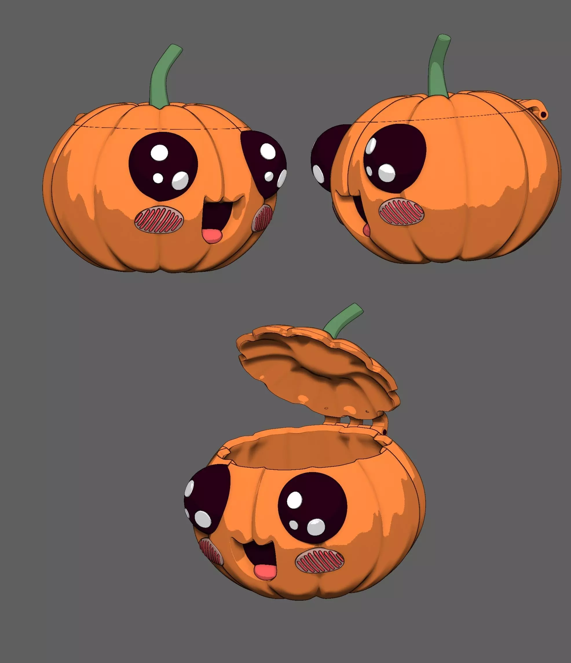 Smiling pumpkin-01 3D print model_3