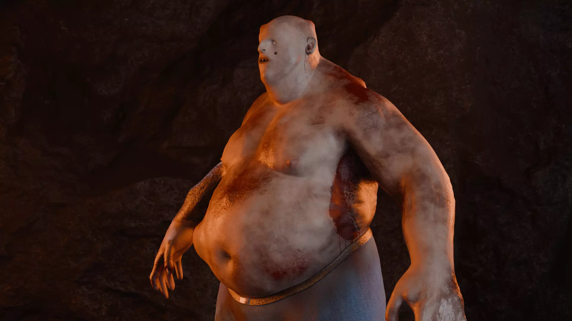 Realistic  Fat Zombie   3D Model for Games Cinematics and VR Low-poly 3D model_6