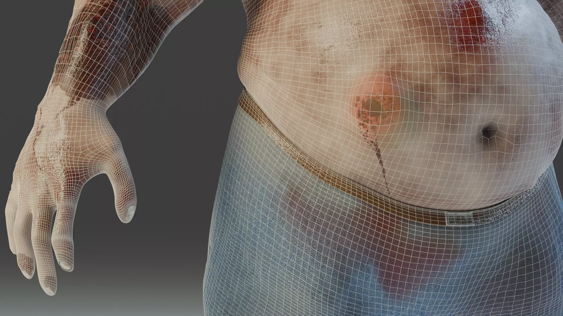 Realistic  Fat Zombie   3D Model for Games Cinematics and VR Low-poly 3D model_14