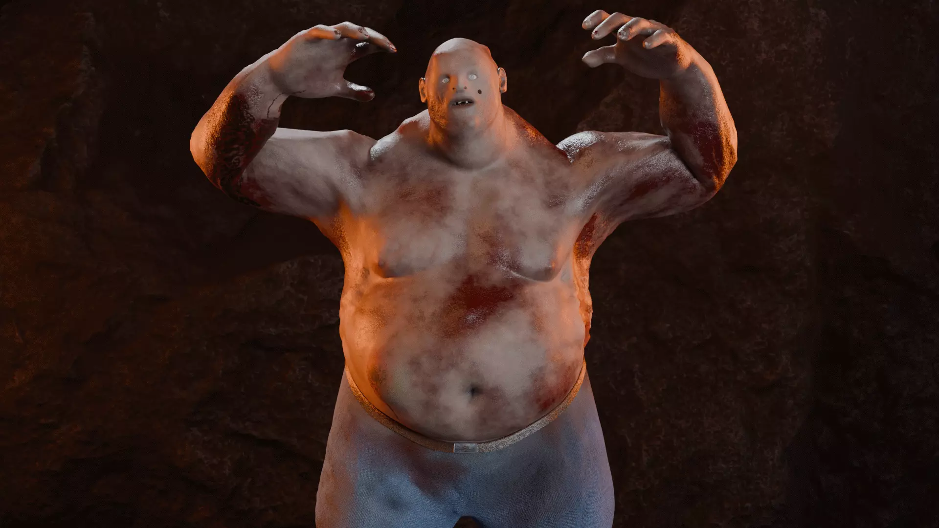 Realistic  Fat Zombie   3D Model for Games Cinematics and VR Low-poly 3D model_9