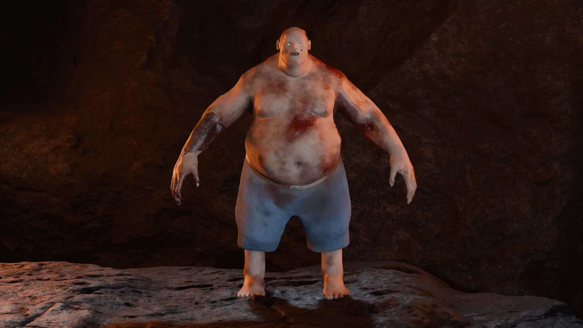 Realistic  Fat Zombie   3D Model for Games Cinematics and VR Low-poly 3D model_2