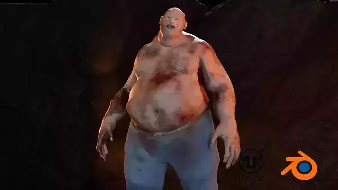Realistic  Fat Zombie   3D Model for Games Cinematics and VR Low-poly 3D model